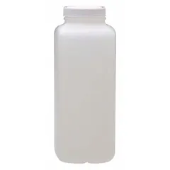 HDPE Rectangular Lab Bottle, 1,000 mL, White Opaque, 53-400 mm Screw Closure