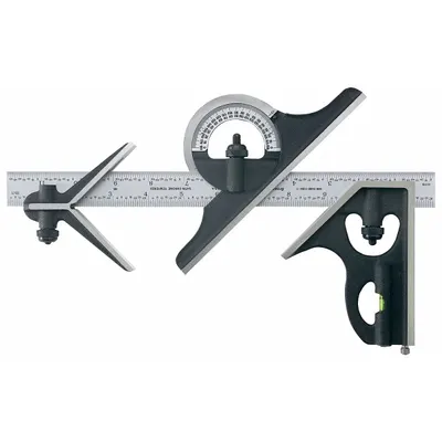 TESA BROWN Combination Square Set, Satin Chrome, SAE - Combination Square Sets