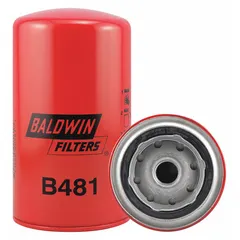 Spin-on oil filter with cellulose media, 3/4"-16 thread, 6 5/8 in height, and 3 11/16 in diameter. Includes a 50 psid bypass valve. Used in engine lubrication systems to remove contaminants, suitable for heavy-duty and industrial applications.