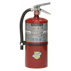 This BUCKEYE fire extinguisher is a Class ABC unit with a 4A:60B:C rating, charged with monoammonium phosphate. It is suitable for use on ordinary combustibles, flammable liquids, and electrical fires in industrial facilities, warehouses, and workshops.
