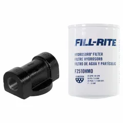 Replacement fuel filter assembly from the Hydrosorb series, constructed with a steel body and Hydroglass filter media. Designed for water and particulate removal in fuel dispensing systems, compatible with model KITF25.