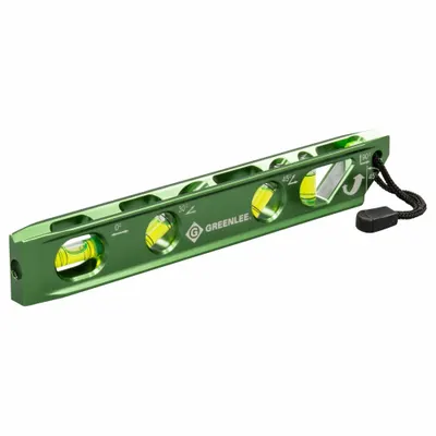 GREENLEE Torpedo Level: Level, Plumb, 45° Angle & 30° Angle, Torpedo, 0, 9 in Overall Lg - Magnetic Torpedo Levels