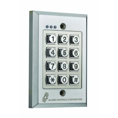 ALARM CONTROLS KP-200 Keypad, Stainless Steel, Gray, 3 3/16 in Wd x 5/8 in Dp - Keypads