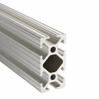 80/20 T-Slot Framing System: 10 Series, 4 ft Lg, 1 in x 2 in, Silver, Double - Rectangular Grooved Inch Profiles