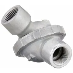Iron swivel elbow with electroplated finish, featuring 1/2 inch female NPT connections on both ends. Used in conduit systems to change direction while maintaining a threaded connection. Suitable for hazardous locations where explosion-proof fittings are required.