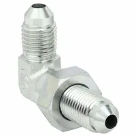 Hydraulic Hose Adapter: 1/4 in x 1/4 in Fitting Size, Male x Male, JIC x JIC, Rigid, 90° Elbow (MPN 2043-4-4S)