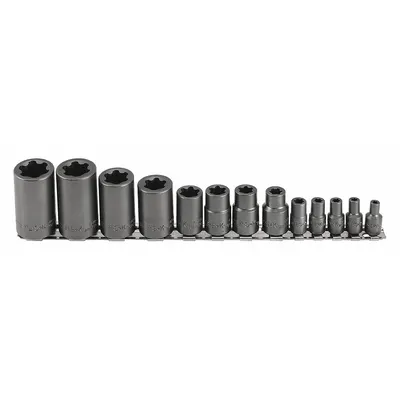 SK PROFESSIONAL TOOLS Socket Set: 1/4 in, 3/8 in, 1/2 in Drive, 13 Piece, 6-Point, SAE - External Torx & Torx Plus Socket Sets
