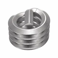 Screw-locking tanged helical insert for repairing or reinforcing threads in metal. Features 1/4"-20 coarse right-hand thread, 18-8 material, and tensile strength of 200,000 to 250,000 psi. Plain finish, 100-pack. Compatible with metal substrates.