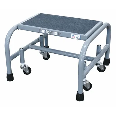 COTTERMAN Step Stool: 12 in Overall Ht, 450 lb Load Cap, 1 Steps, Steel - Rolling Step Stools