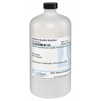LABCHEM Buffer - pH 4.00 - Color Coded Red: Lab, 1 L Volume, Liquid, pH 4, Plastic - pH Buffers