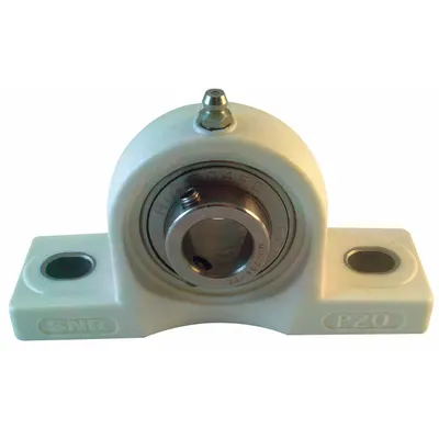 NTN Pillow Block Bearing: 25 mm Bore, Polymer, Set Screws, 36.5 mm Shaft Ht - Food-Grade Pillow Block Ball Bearings