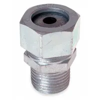 Straight metallic cable grip for hazardous locations, Class I, Division 2 rated. Steel body with silver finish, 1/2 in MNPT connection, accommodates cord diameters 0.12 to 0.25 in. Provides strain relief and sealing in industrial environments where flammable gases or vapors may be present