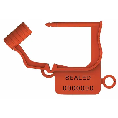 UNIVERSEAL Padlock Seals: Orange, Plastic, 15 lb Breaking Strength, 1 1/4 in Hasp Lg - Plastic Hasp Padlock Seals