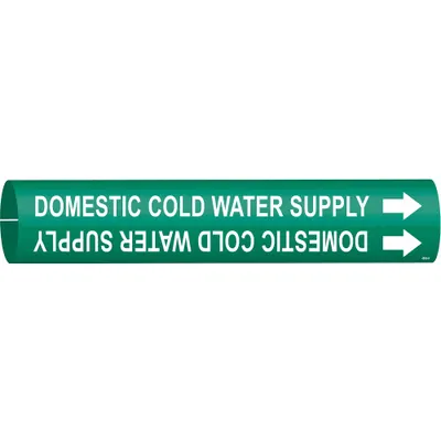BRADY Domestic Cold Water Supply Snap-On Pipe Marker - Domestic Cold Water Supply Snap-On Pipe Markers