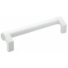 Fixed, non-recessed pull handle with threaded holes for M8 screw mounting. Made of gloss-finished white aluminum with 19.69 in grip length and 1.3 in grip thickness. Suitable for industrial enclosures, machinery doors, and cabinet access points.