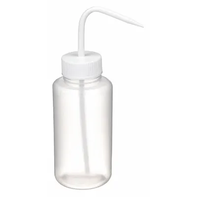 DYNALON Wash Bottle: 500 mL, No Imprinting, White, Wide, Std Spout Spout, Colorless - Wide Mouthed Standard Spout Wash Bottles