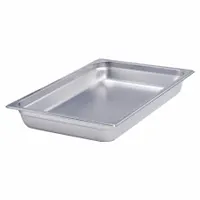 Sixth-size steam table inset pan made of 24-gauge stainless steel with a 6-inch overall depth. NSF Certified for foodservice use. Suitable for holding and serving hot food in steam tables, commonly used for soups, sauces, and side dishes in commercial kitchens