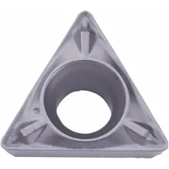 This triangle (T) indexable turning insert is made from PVD carbide, designed for light to medium cutting conditions. It is used for precision turning and finishing operations on metal workpieces, including steel and stainless steel, in general machining applications.