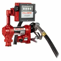 This metered bung-mount DC-powered fuel transfer pump operates on 12 V DC with a 1/4 hp motor and delivers a maximum flow rate of 20 gpm. The cast iron construction and manual operation make it suitable for transferring non-flammable fuels from drums or tanks in fleet maintenance, agricultural refueling, and industrial fluid handling. It includes a mechanical liter meter for accurate dispensing.