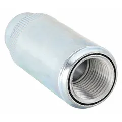 This expansion union connects two conduit runs, accommodating thermal expansion and contraction. It is a steel fitting with a 1/2 in trade size, female-to-female configuration, and 1/2 in FNPT x 1/2 in FNPT ends for hazardous locations. The electroplated finish provides corrosion resistance. Suitable for industrial electrical systems requiring a secure conduit joint.
