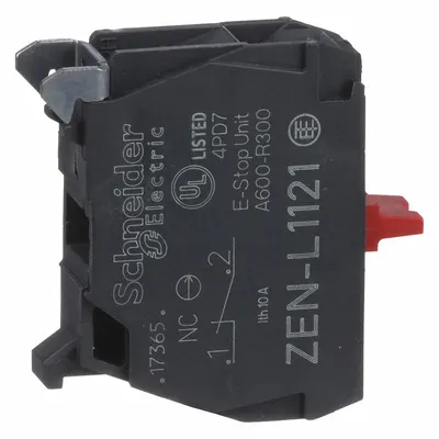 SCHNEIDER Contact Block: 22 mm Panel Mounting Size, 1NC, Momentary, XA Series - Contact Blocks