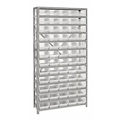 QUANTUM STORAGE SYSTEMS Pick Rack: 36 in x 12 in x 75 in, 1 Sided, 60 Bins, Open, Shelf Bin - Metal Stationary Bin Shelving with Open-Front Bins