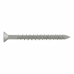 Case-hardened steel flat-head screw anchor with zinc-plated finish for corrosion resistance. Pointed tip and Torx drive facilitate installation into concrete, brick, or block for light- to medium-duty fastening of fixtures and brackets. Removable design. Supplied in a 3,000-piece pack.