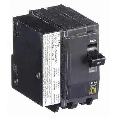 SQUARE D Miniature Circuit Breaker: 50 A, 120/240V AC, Single Phase, 10kA at 120/240V AC - QO Series, Plug-In Square D Miniature Circuit Breakers