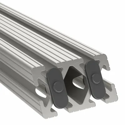 80/20 45° Support: 45° Support, 10 Series, 6 in x 2 in x 1 in, For 17/64 in Slot Wd - 45° Corner Supports