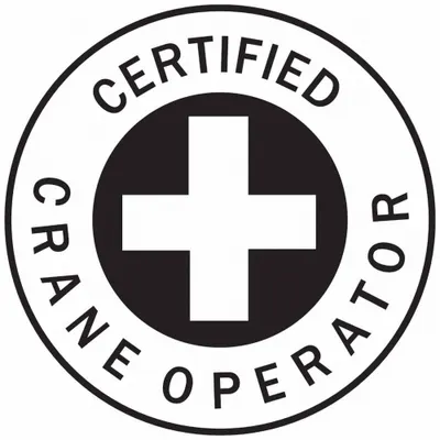 BRADY Hard Hat Label: Certified Crane Operator, 2 in Dia, English, Non-Reflective - Safety