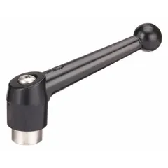 Ball-style adjustable handle with a threaded hole for manual clamping, positioning, and adjustment on industrial machinery, jigs, and fixtures. Features a zinc body with a stainless steel thread. Length: 95 mm. Thread size: 3/8"-16.
