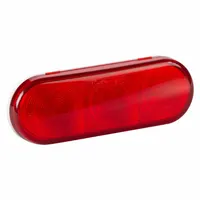Red oval LED stop light with grommet mount and permanent installation. Features female pin electrical connection, 2 5/16 in height, 6 1/2 in width. Complies with FMVSS 108 standards. Used on heavy trucks, trailers, and commercial vehicles for brake and turn signaling