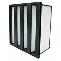 V-Bank Air Filter: 16 in x 24 in x 12 in, Fiberglass, Single Header, 4 Vs, Downstream Face