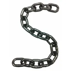 This Grade-30 load-securing chain is made of carbon steel with a plain finish and straight link design. It is used for tie-down, towing, and material handling applications such as securing cargo on trailers or in warehouses. Not intended for overhead lifting.