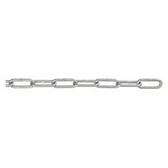 Carbon steel welded straight-link chain for securing tailgates on trucks and trailers. Trade size 4 in, working load limit 205 lb. Suitable for light-duty restraint applications in transportation and agriculture.