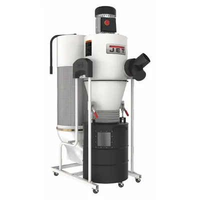 JET Wood Dust Collector: Cyclone, 115V AC - Mobile Cyclone-Style Wood Dust Collectors with Cartridge Filter