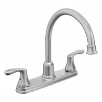CLEVELAND FAUCET GROUP Kitchen Faucet: 40617, Metal, Widespread, Deck, 4 Mounting Holes, 2 Handles (MPN 40617CSL)