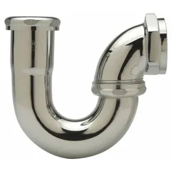 This P-trap is made of cast brass with a chrome-plated finish. It has a 1-1/2 in nominal pipe size and a 5-3/4 in overall length, using a slip joint connection. Includes nuts. Used in plumbing to connect sink drains and prevent sewer gases from entering a building.