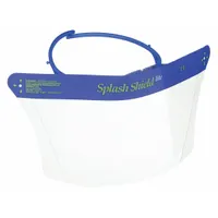 This disposable face shield kit features a clear polycarbonate visor with anti-fog properties, measuring 7 1/2 inches in height and 11 7/8 inches in width. The visor attaches via a hook-and-loop fastening system. It is used for splash and impact protection in industrial environments such as machining, chemical handling, or assembly tasks