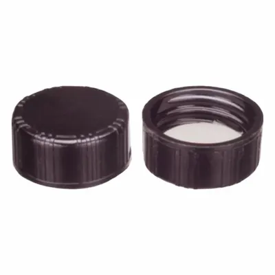 KIMBLE Lab Bottle Caps: 18 mm Dia, Black, Polypropylene, PTFE/Silicone, 15-415 Screw Closure Size - Screw On Caps