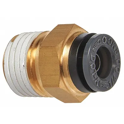 SUR&R Male Connector: NPT, Brass - Air Brake Composite Hose Push-In Fittings