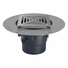 This ZURN height adjustable floor drain is constructed of PVC with a solvent weld connection for a secure, leak-proof joint. It features a 5 in stainless mesh screen grate and a 3 in nominal pipe size. Suitable for commercial and industrial drainage applications where corrosion resistance and debris capture are required.
