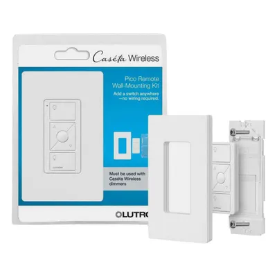 LUTRON Wireless Smart Remote Kit: 3 Buttons, Battery, Caseta, White - Wireless Remote Controls
