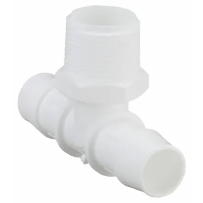 ELDON JAMES Barbed Tee: 1/2 in Pipe x 1/2 in ID x 1/2 in ID size, MNPT x Barbed x Barbed - Standard Polypropylene Barbed Tube Fittings