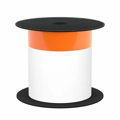 BROTHER Pre-Cut Label Stock Roll: Orange Header, 4 in, Vinyl, Orange/White - Brother Orange Header Precut Label Rolls