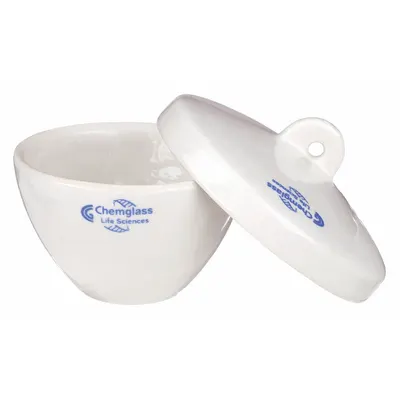 CHEMGLASS Crucible: 250 mL Capacity - mL, 102 mm Dia, 60 mm Overall Ht, Glazed - Crucibles