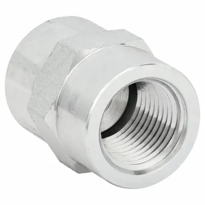 AEROQUIP Hydraulic Hose Adapter: 1/2 in x 1/2 in Fitting Size, Female x Female, NPTF x NPTF - NPTF-to-NPTF Steel Hydraulic Hose Adapters