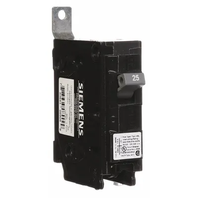 SIEMENS Miniature Circuit Breaker: 25 A Amps, 120/240V AC, 1 Poles - B Series, Bolt-On Siemens Miniature Circuit Breakers