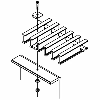 FIBERGRATE Fiberglass Grating Clip: 316 Stainless Steel, Fits 3/4 in Support Thick - Raw Materials