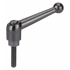 Ball-style adjustable handle with threaded stud, featuring a zinc body and steel thread. Thread size 1/2"-13, length 110 mm. Used for manual clamping, positioning, and adjustment on industrial machinery, jigs, and fixtures.